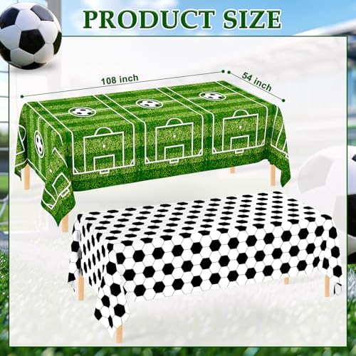 WNINK Soccer Party Tablecloth 4 Pack 54x108 Inch