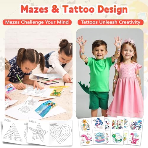 PARTYWIND 576PCS Glow Temporary Tattoos Kids Party Favors with Maze Games