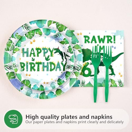 Grencian 96 Pcs Dinosaur Birthday Decorations Set