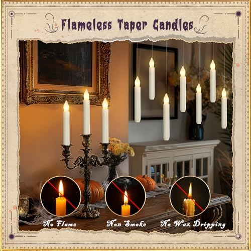 Homemory 20 Pcs Floating LED Candles with Wand Remote and String