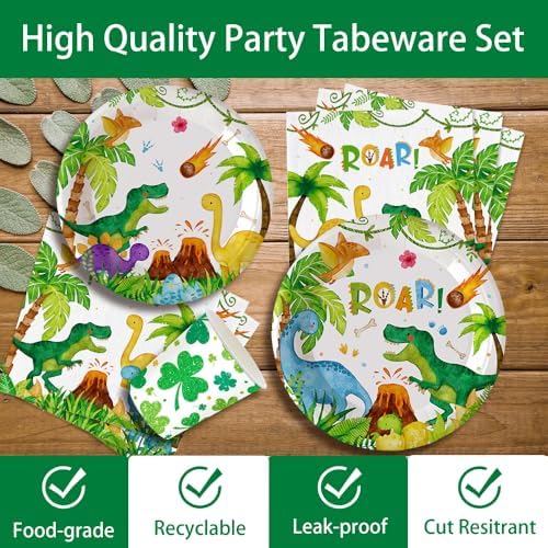 140Pcs Dinosaur Party Tableware Set for 20 Kids