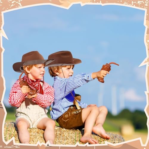 Xtinmee 36 Pcs Cowboy Party Hats Bandanas Cups Set