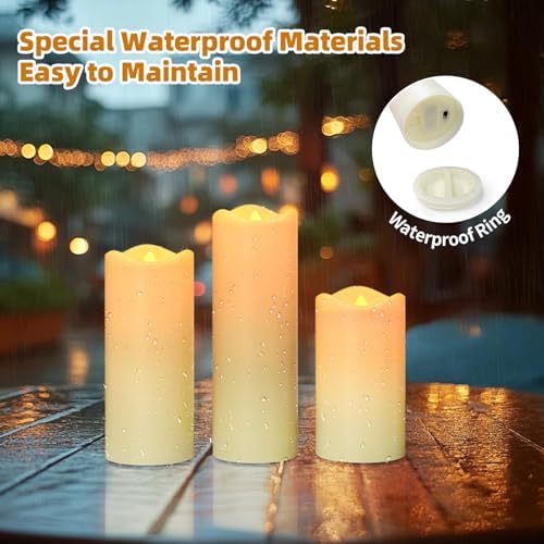 Realistic Battery Operated Flameless Candles with Timer Set of 3