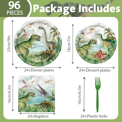 Dinosaur Themed 96 Piece Party Set for Boys