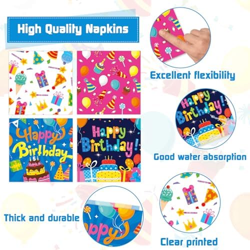 96PCS Happy Birthday Plates Napkins Tableware Set
