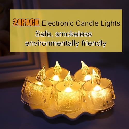 24 Pack Flameless LED Tea Light Candles for Decorations