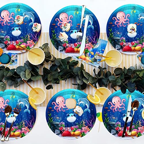 40Pcs Under the Sea Birthday Party Plates with Marine Animals