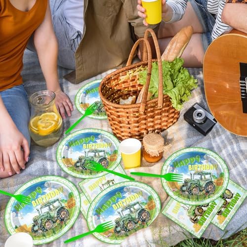 Tractor Themed Birthday Tableware Set for 24 Guests