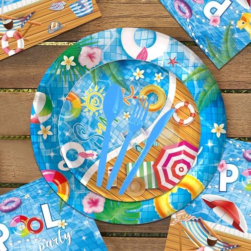 140Pcs Pool Party Tableware Set for 20 Guests