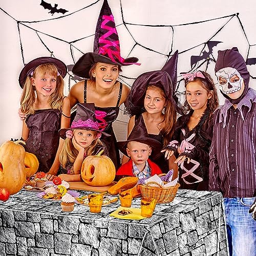 2Pcs Stone Wall Tablecloths Cobblestone Rectangular Table Cover for Medieval Halloween Party