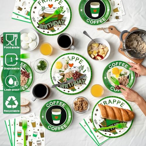 Frappe Coffee Themed Party Tableware Set 96Pcs