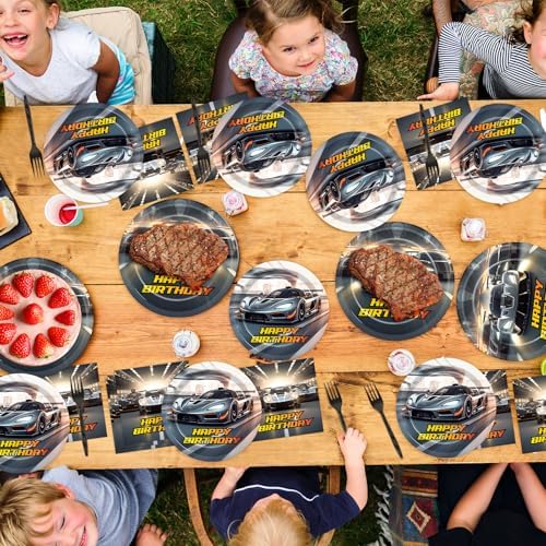 96PCS Race Car Themed Party Plates and Napkins Set
