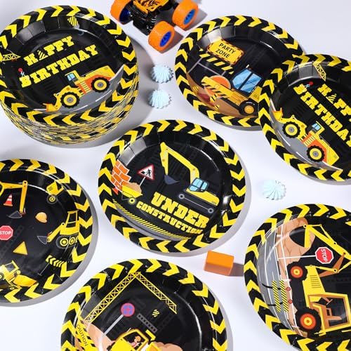 60 Pcs Construction Theme Paper Plates for Boys