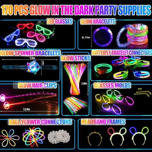 FODYNE 170 PCS Glow in the Dark Party Supplies