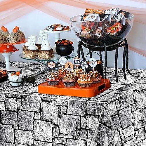 2Pcs Stone Wall Tablecloths Cobblestone Rectangular Table Cover for Medieval Halloween Party