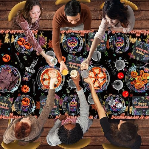170PCS Halloween Party Plates Napkins Set Serves 24 Guests