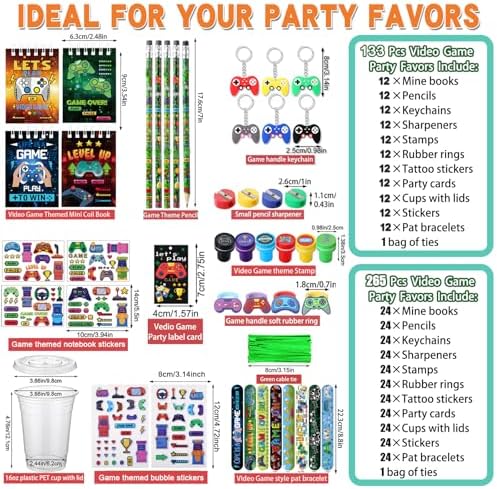 265 Pcs Gaming Party Favors Multi Item Pack