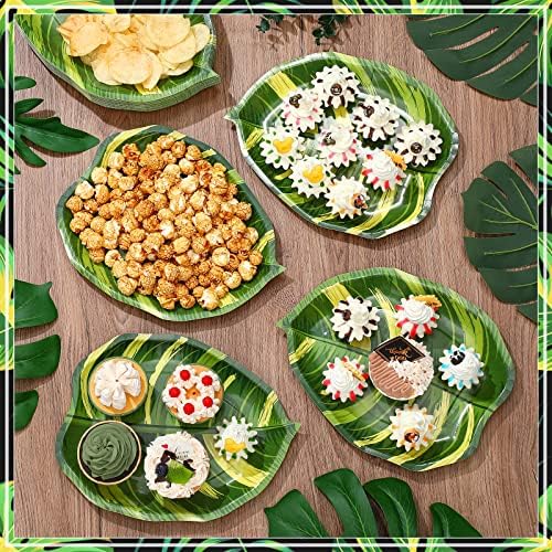 Nuanchu 100 Pcs Tropical Turtle Leaf Party Plates