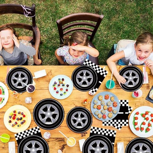 Racing Car Party Plates Napkins Set for 24 Guests