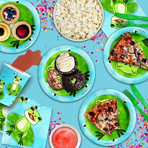 Frog Birthday Party Plates Napkins Cups Set for 16