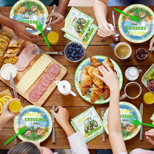 Tractor Themed Birthday Tableware Set for 24 Guests