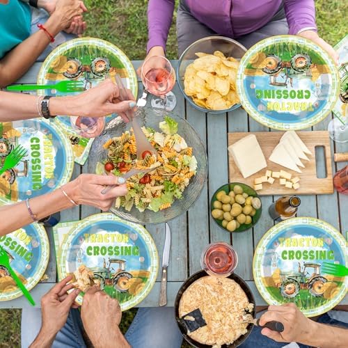 Tractor Themed Birthday Tableware Set for 24 Guests
