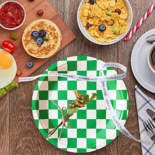 40 Pcs Green White Checkered Race Car Plates