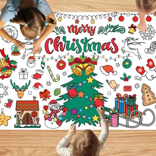 Heavy Giant Christmas Coloring Poster - 72x40 Inch Tablecover