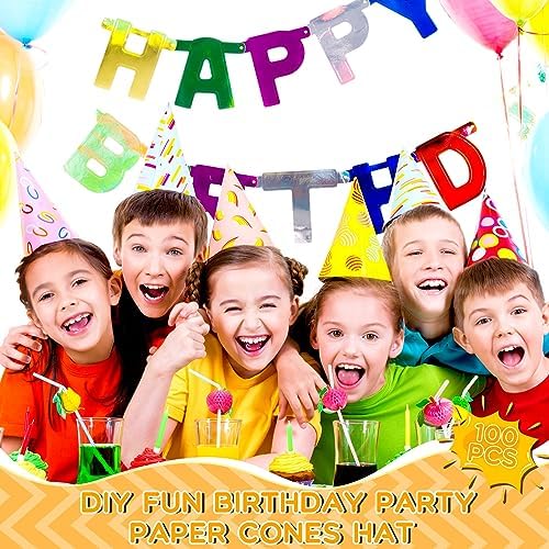 Qilery 100 Pcs White Party Cone Hats DIY for Kids Adults