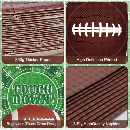 96 Pcs Football Party Plates Napkins Set