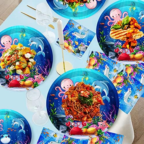40Pcs Under the Sea Birthday Party Plates with Marine Animals