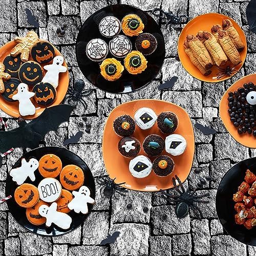 2Pcs Stone Wall Tablecloths Cobblestone Rectangular Table Cover for Medieval Halloween Party