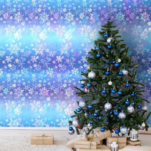 100 Ft Iridescent Snowflake Tablecloth Roll with Cutter Box