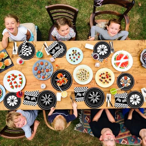 96 Piece Race Car Party Tableware Set for Kids