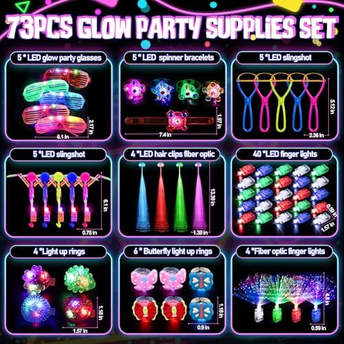 73PCS Glow in the Dark Party Supplies Set for Kids and Adults