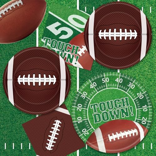 96 Pcs Football Party Plates Napkins Set