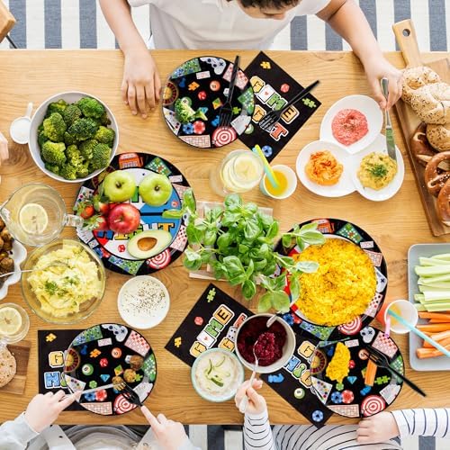 96Pcs Game Night Party Plates for 24 Guests