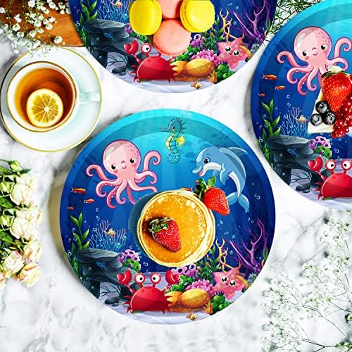 40Pcs Under the Sea Birthday Party Plates with Marine Animals