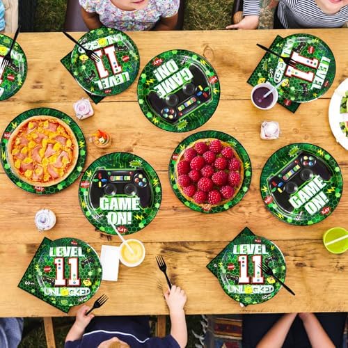 Grencian 96Pcs 11th Birthday Gaming Tableware Set