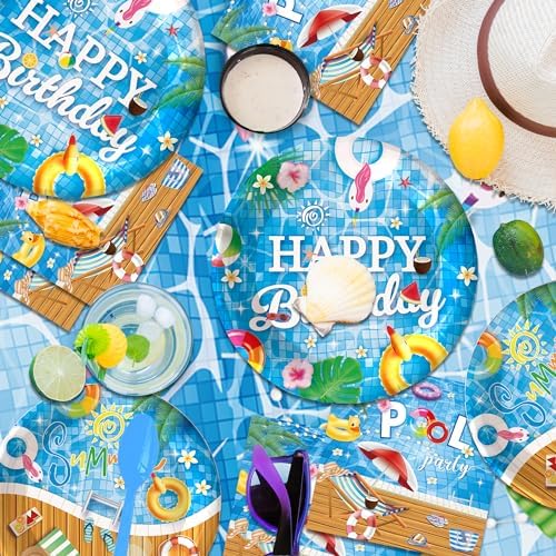 140Pcs Pool Party Tableware Set for 20 Guests