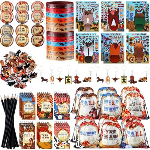 140 Pcs Western Cowboy Party Favor Pack